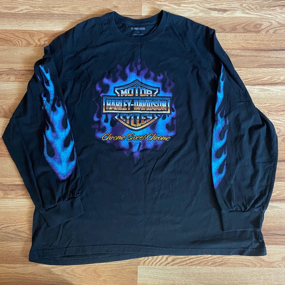 Harley-Davidson Black Shirt with Blue Flames